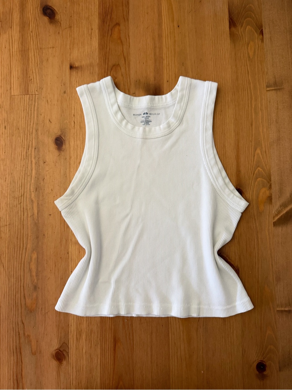 Brandy Melville White Ribbed Scoop Tank